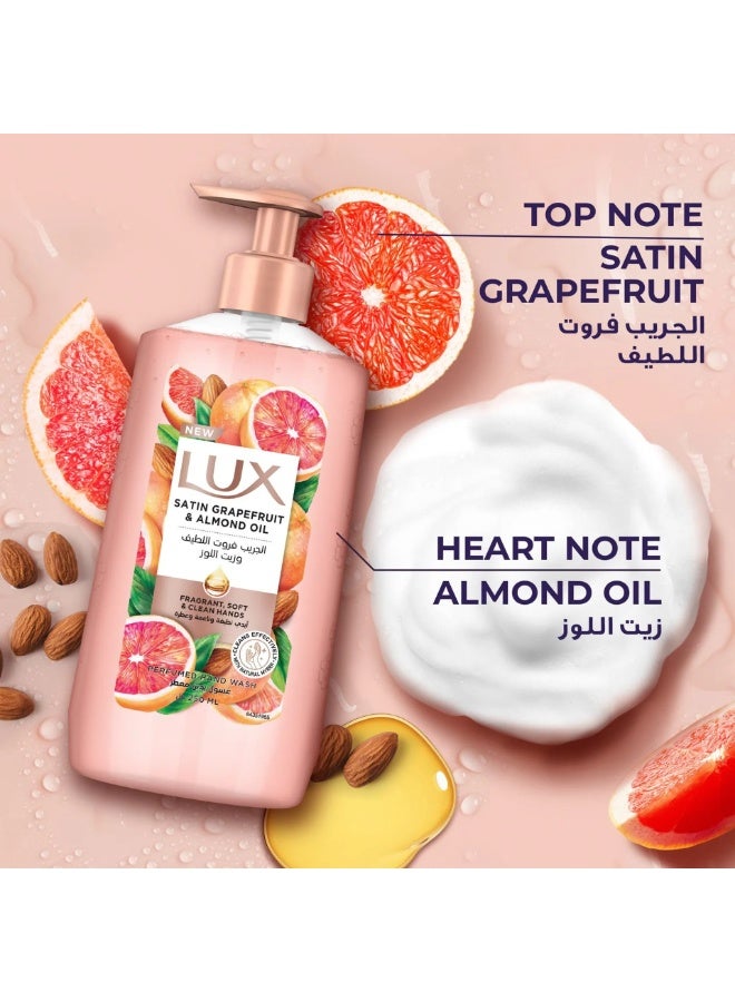 Lux Perfumed Hand Wash, Satin Grapefruit and Almond Oil, for Fragrant, Soft & Clean Hands, 250ml - Image 3